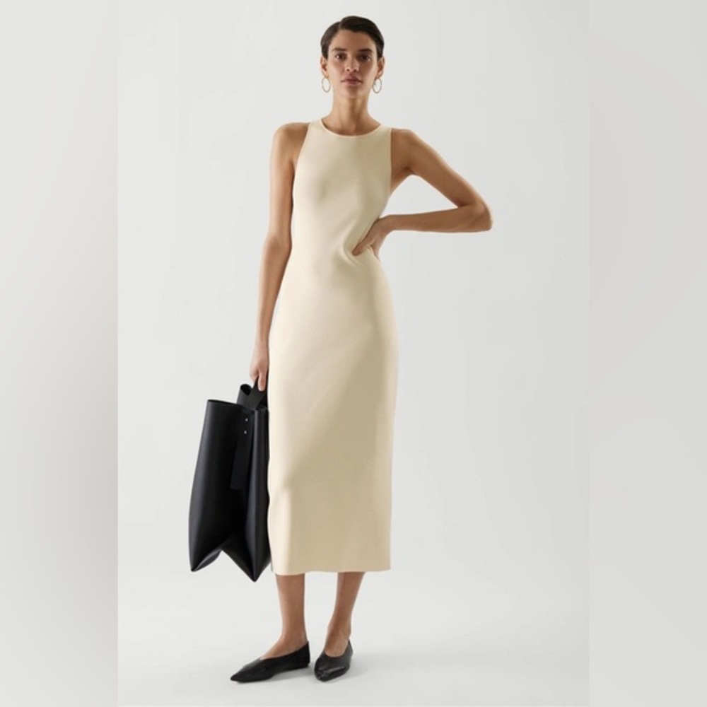 COS midi tube dress in light beige